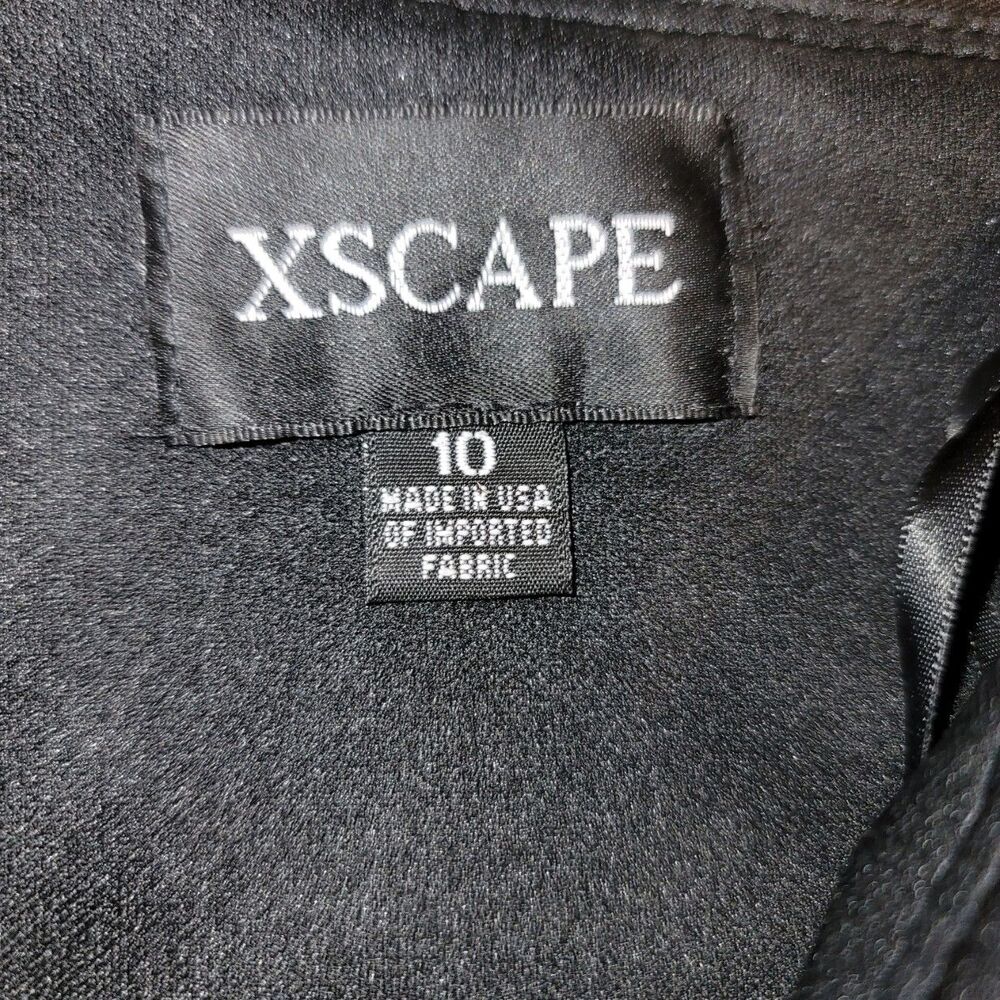 NEW XSCAPE Ruffle One-Shoulder Scuba Knit Maxi Gala Gown Black Size 10 NWT $279 - Picture 6 of 10